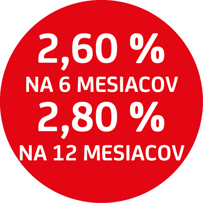 2,60 % p. a. pre vlaky na 6 mesiacov a 2,80 % p. a. pre vklad na 12 mesiacov