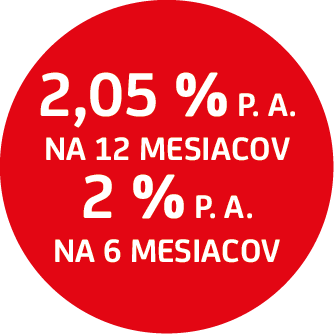 2,05 % p. a. pre vlaky na 12 mesiacov a 2 % p. a. pre vklad na 12 mesiacov