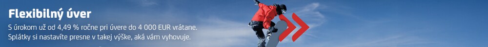 Flexibilný úver - S úrokom už od 4,49 % ročne pri úvere do 4 000 EUR vrátane. Splátky si nastavíte presne v takej výške, aká vám vyhovuje.